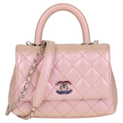 chanel coco handle iridescent pink